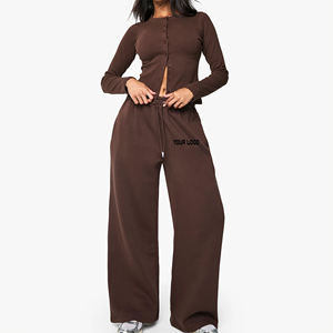 High Quality Women's Two Piece <b>Knitted</b> <b>Set</b> Turtleneck Long Sleeve Top Wide Leg Pants Solid Color Loose Fit All Seasons Casual - Product Image 4
