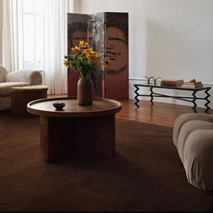 Luxury 100% Wool Chocolate Brown Rug | Nordic Minimalist Coffee Brown Carpet | Luxury Plain High-Density Hotel Rug - Product Image 3