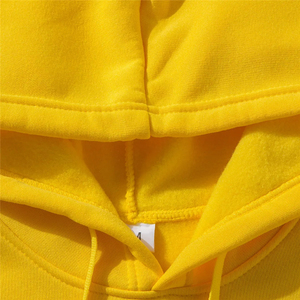 Sweat-shirt à capuche unisexe jaune, couleur unie, décontracté, coupe classique, pour l'automne, en coton tricoté French Terry, avec poche. - Product Image 6