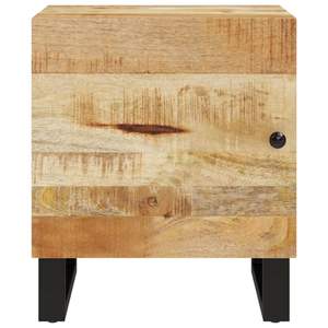 Table de chevet compacte en bois de manguier massif noir et fer naturel - Product Image 3