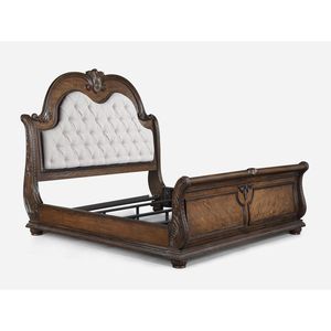 Letto a slitta King Size tradizionale in similpelle con bottoni trapuntati, stile formale per camera da letto - Product Image 4