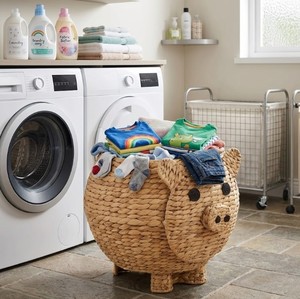Natural Water Hyacinth Cute Pig Shaped <b>Storage</b> <b>Basket</b> Handmade Woven <b>Toy</b> Organizer Bin for Nursery, Kids Room & Home <b>Storage</b> - Product Image 5