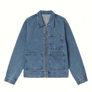 <b>Denim</b> Jacket Men Designer Casual Cotton Jacket Blue Boy Zip Closure <b>Denim</b> <b>Coats</b> OEM Jean Jacket - Product Image 1