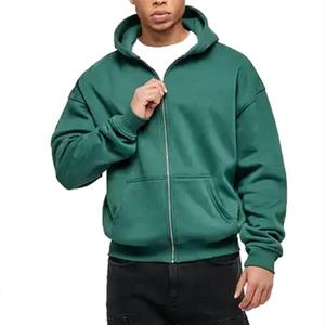 Factory Cotton Men’s French Terry Hoodie Stylish Oversized Heavyweight Screen Print Zip-Up Hoodie - Product Image 3