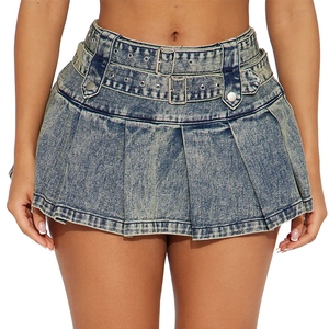 Falda vaquera para mujer de moda Y2K con bolsillos, cintura alta y botones, estilo casual de verano, venta al por mayor directa de fábrica. - Product Image 4