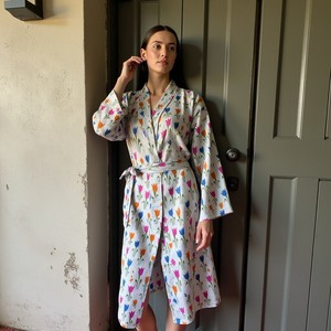 La tulipe e jours gracieux tulipe gros femmes tulipe imprimé coton avec correspondant sac shopper kimono robe - Product Image 2