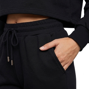 Plus Size Women's <b>Cropped</b> Sweatshirt <b>Black</b> Crew Neck Drop Shoulder Long <b>Sleeve</b> Casual Pullover <b>Top</b> - Product Image 5