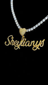 New Arrival Mini <b>Letter</b> Pendant Heart Hook <b>Necklace</b> Custom Moissanite Diamond Name Plate Pendant Women Men Jewelries - Product Image 2