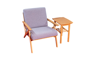 TACASA Ensemble de fauteuil lounge et table d'appoint en bois de haute qualité, style moderne du milieu du siècle, meubles durables rembourrés en éponge pour salon - Product Image 2