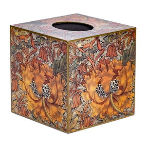 Caja de pañuelos de madera de estilo mediterráneo de excelente calidad en color azul con diseño de mosaico azul verdoso y diseño práctico. - Product Image 4