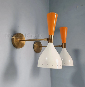 โคมไฟติดผนังทรงกลม ALI DECORATOR รุ่น Mid Century Diabolo คู่ ปรับได้ วัสดุโลหะเคลือบทองเหลือง สีส้มขาว สำหรับตกแต่งบ้าน - Product Image 3
