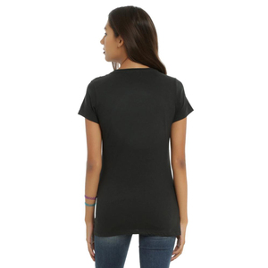 Camiseta de Manga Corta con Cuello Redondo Informal de Algodón Negro para Mujer, Corte Regular, Color Sólido, Tejido Jersey Transpirable, para Usar en Todas las Estaciones - Product Image 2