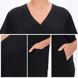 Conjunto Clásico de Uniforme Médico con Cuello en V para Mujer - Blusa de Enfermera con 3 Bolsillos y Pantalones con Cordón - Ropa de Trabajo para Hospital al por Mayor - Product Image 6