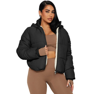 Blouson bomber pour homme, longueur standard, avec doublure en sherpa, fermeture boutonnée, noir, vêtement décontracté d'hiver, logo personnalisable sur le devant - Product Image 1