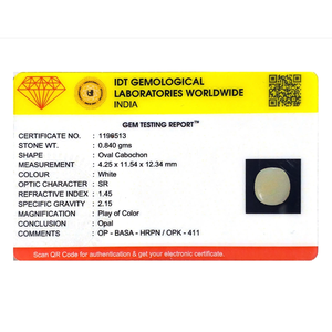 Natural White Opal Loose Gemstone 4.2 Carat Certified Raw 20mm - Product Image 4