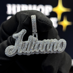 Custom Iced Name Pendant 925 Sterling Silver VVS Moissanite Brilliant Cut Hip Hop Jewelry Personalized Script Name Necklace - Product Image 5