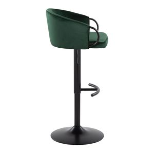 Ensemble contemporain Claire de 2 tabourets de bar réglables en métal noir et velours vert avec repose-pieds pivotant et arrondi en forme de T - Product Image 3