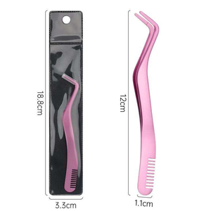 Pince à épiler sourcils 2-en-1 Kaamir Instruments avec peigne intégré, pointe fine, en acier inoxydable, faite à la main, manche confortable, luxe, personnalisable avec logo - Product Image 4