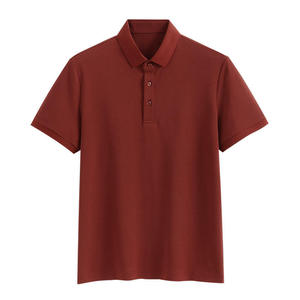 Camiseta de Verano para Hombre, Cuello Solapa, Algodón Mercerizado Perla, Color Sólido - Product Image 3
