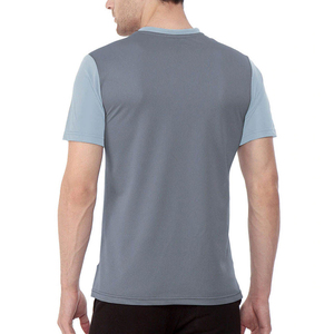 T-shirt décontracté à col en V pour homme, à blocs de couleur, manches courtes, tricoté, coupe ample, rouge et noir unis, en Spandex/Polyester, anti-rétrécissement - Product Image 5