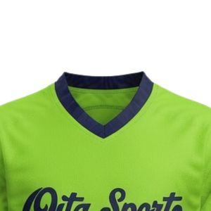 Maillot de hockey sur glace sublimé vert citron pour hommes, col en V, rayé, en polyester, pour le sport, les matchs et les tenues d'équipe - Product Image 3