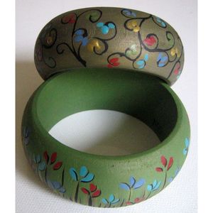 Designer Hand Painted <b>Wooden</b> <b>Bangles</b> for Women Ethnic Fashion Jewelry for Festive Wear Bamboo and Wood Crafts - Product Image 4