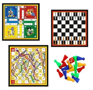 Jeu de société à thème dessin animé avec échecs, serpents et échelles, et jeu Mickey Mouse, pièces en plastique pour enfants - Product Image 1