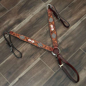 Vente en gros de colliers de selle occidentaux personnalisés corde à plomb en cuir usiné à la main avec tête de cheval équipement d'entraînement de cheval unique - Product Image 4