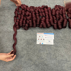 New Arrival Burgundy 100% Vietnamese Human Hair Steam Bouncy Curly Machine Weft Shining No <b>Tangle</b> No Shedding Ready To Ship - Product Image 4
