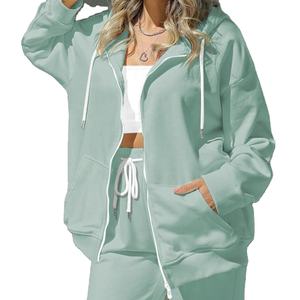 Recién llegado, chándal con cremallera de peso pesado para mujer, cómodo traje de dos piezas con cremallera completa para invierno de talla grande - Product Image 3