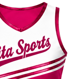 Maillot de cheerleading rose vif sans manches, coupe courte, respirant, uniforme sportif personnalisé pour l'entraînement d'équipe, tenue athlétique de performance - Product Image 3