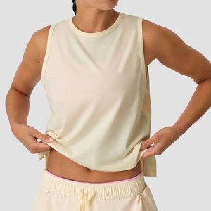 <b>Loose</b> Fit Women's Lightweight Plus Size Breathable Jersey Quick Dry Summer Arrival Side Cut Longline <b>Tank</b> <b>Top</b> for Gym Wear - Product Image 5