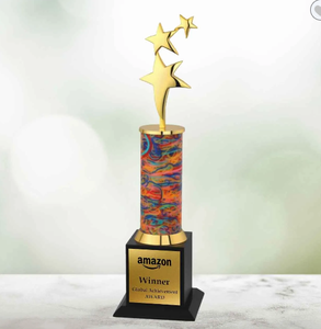 ถ้วยรางวัล Amazon Star Trophy พร้อมฐานชุบทองทรงกระบอกหลากสี สลักชื่อผู้ชนะ สำหรับกิจกรรมส่งเสริมการขาย - Product Image 1