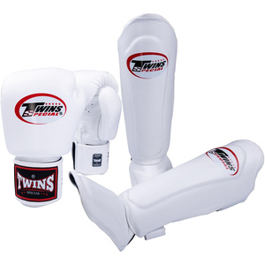 Gants de boxe et protège-tibias sur mesure confortables avec fermeture auto-agrippante, en cuir véritable, pour entraînement professionnel et sparring - Product Image 1