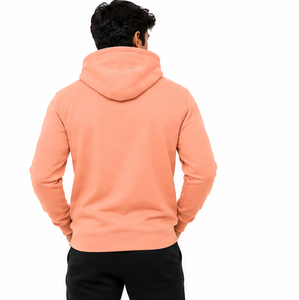 Sweat à capuche pour homme, hiver, uni, couleur pêche, imperméable, 100% coton polaire, coupe classique, avec poche, logo personnalisé sur le devant, décontracté, sport, gym - Product Image 3