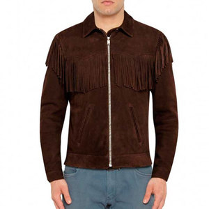 Men's Luxury Genuine <b>Suede</b> Leather Fringe Winter <b>Jacket</b> Plain Dyed Style Durable Construction Custom Sizes OEM Branding - Product Image 1