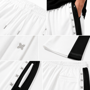 Customizable <b>Men's</b> Heavyweight 100% Organic Cotton <b>Wide</b> <b>Leg</b> Sweatpants Contrast Panel Drawstring Elastic Waist Relaxed <b>Trousers</b> - Product Image 4