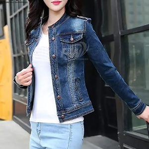 Venta al por mayor de jeans casuales azules de talla grande para mujer, chaqueta de jeans casual para mujer. - Product Image 3