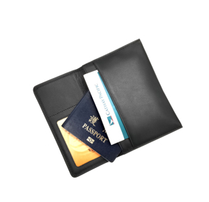 High Quality Castello Genuine Leather Black Minimalist <b>RFID</b> Protected Passport Case Holder Travel <b>Wallet</b> - Product Image 4