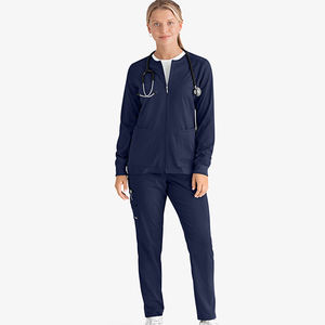 Blouse de laboratoire unisexe/damier à col rond, fermeture éclair intégrale, coupe ajustée, multi-poches, haute qualité, pour l'hiver, vente en gros, très demandée - Product Image 1