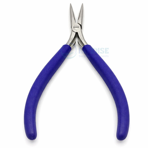 Pinzas para Extensiones de Cabello de Acero Inoxidable de 7 Pulgadas, Duraderas y Ligeras, con Punta Plana y Mango Azul para Uso Profesional - Product Image 3