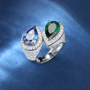 925 Silver Rose Gold Plated 18k Customizable Weight Pearl <b>Two</b> <b>Stone</b> Pear Cut Green Blue <b>Stone</b> Luxury Unisex Jewelry Trendy Gift - Product Image 5