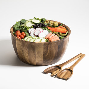Recipiente Radial de Madera Multicolor para Ensaladas – Tazón de Madera Rayado Hecho a Mano para Comer y Entretener - Product Image 6