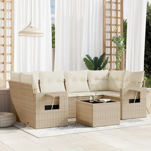 Ensemble de canapés de jardin en rotin PE beige avec structure en acier thermolaqué et verre trempé - Product Image 1