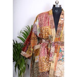 Kimono léger en coton pour femme, design japonais, imprimé floral, poches Kantha, luxe, respirant, patchwork pour l'hiver - Product Image 4