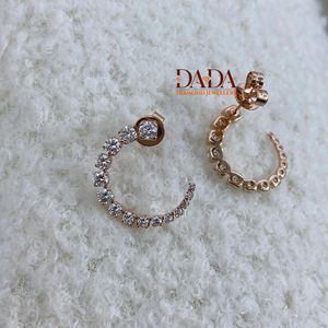 Pendientes de Aro Abierto con Diamantes Redondos Brillantes Cultivados en Laboratorio, Graduados Imperialmente, Elegantes, en Oro Rosa, Joyería Fina para Mujer - Product Image 3
