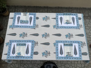 Handmade Modern Floral Print Pure Cotton Rectangle <b>Tablecloth</b> Hand Block Printed for Indian Farmhouse Wedding Home Use - Product Image 5