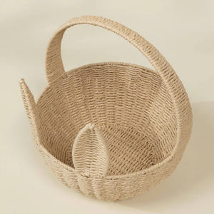 Bunny <b>basket</b> with handle natural storage eco friendly decorative organizer for kids room picnic <b>easter</b> <b>gift</b> <b>basket</b> wholesale - Product Image 3