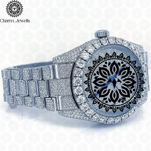 Montre de luxe Charm Jewells en acier inoxydable, incrustée de diamants, mouvement mécanique analogique, mode masculine, cadran de 40 mm, cristal saphir - Product Image 3