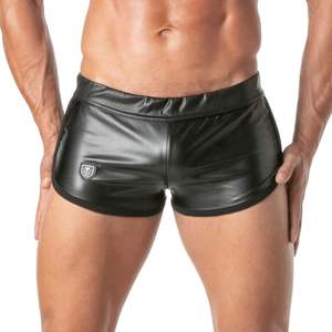 Shorts en cuir pour homme, style rétro, sexy, à motif floral, noir, coupe ajustée, pour mariage, nuit, anniversaire, fétichisme, clubwear, soirée - Product Image 1